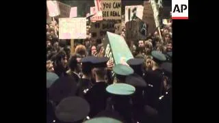 SYND 1-2-72 DEMONSTRATORS BURN A UNION FLAG AT THE BRITISH EMBASSY