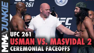 UFC 261 full fight card faceoffs at ceremonial weigh-ins