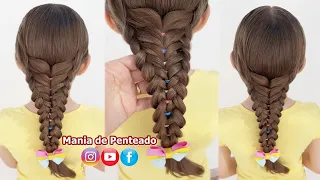 Penteado Infantil com Trança de Ligas Fácil | Easy Braid Hairstyle with Rubber Band for Girl💐