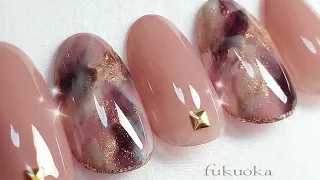 ふんわり天然石風ニュアンスネイルアート♡