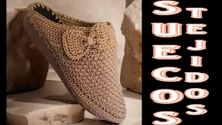 Zapatos Tejidos a Crochet tipo "SUECO" usando medio punto Extendido #suecostejidos #suecoscrochet