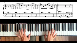 Johann Sebastian Bach, Prelude in C major BWV 939. Easy 4 part piano tutorial with full score.