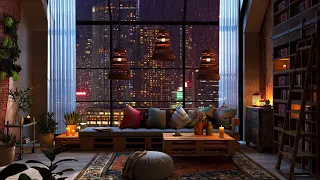 New York Apartment | Rain on Window | Cozy Reading Nook Ambience