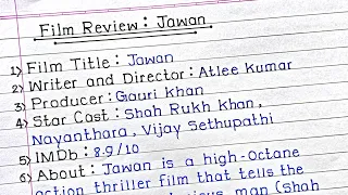 Film Review||Jawan Film Review Writing class 12||movie review writing in english||#jawan #filmreview