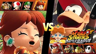 Mario Strikers Battle League Team Daisy vs Team Diddy Kong at Jungle Retreat