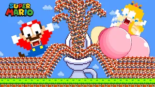 Super Mario Bros. but 999 Tiny Mario vs Peach Giant BUTT in Toilet | Game Animation