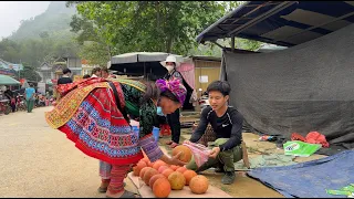 Harvest big oranges, red potatoes Go Countryside Market Sell. 2 year living off grid in forest