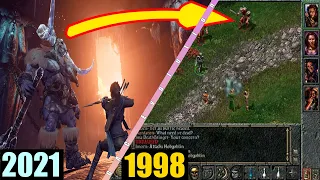 Evolution of Baldur's Gate 1998 [[VS]] Dungeons & Dragons: Dark Alliance 2021 Games Short Time