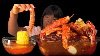 ASMR KING CRAB SEAFOOD BOIL MUKBANG | DESHELLED | seafood | Pregnancy?? (Talking) Eating Sounds