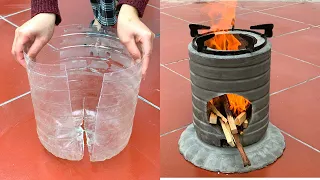 Take Advantage Of Old Plastic Bottles To Make Cement Stoves - Crafts With Cement