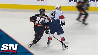 Panthers' Matthew Tkachuk Helps Up Flames' Elias Lindholm After Accidental Collision