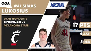 Simas Lukosius Cincinnati Bearcats vs Oklahoma State OSC NCAA basketball game highlights | Game 26