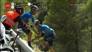 Alejandro Valverde - crash on stage 9 Vuelta 2021