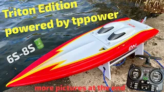 Powerboat Triton Edition Full-Carbon CFK Speedboot first test with 6S🔋+ tppower (turbine sound)