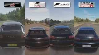 Assetto vs Forza Horizon 2 vs Forza 6 vs Forza Horizon 3 - Porsche Macan Turbo Sound Comparison