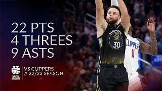 Stephen Curry 22 pts 4 threes 9 asts vs Clippers 22/23 season