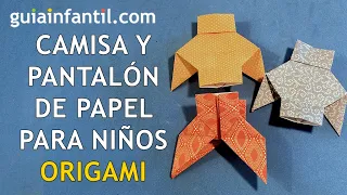 Camisa y pantalón de papel | Origami fácil para niños |  Paper shirt and pants 👕🩳 Dos en uno