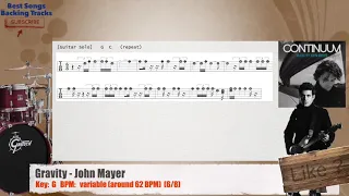 🥁 Gravity - John Mayer Drums Backing Track with chords and lyrics