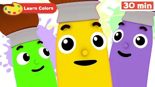 Learn Colors for Children w Petey Paintbrush | Toddler Learning Video Words | First University