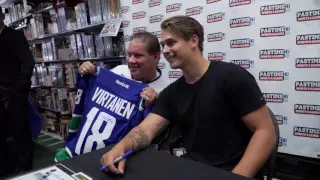 Jake Virtanen visits Pastime Sports & Games in Langley BC