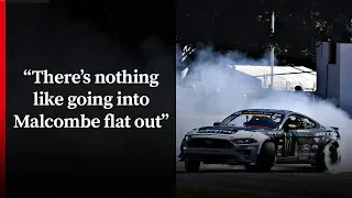 Vaughn Gittin Jnr drifts his 950hp Ford Mustang up Goodwood Hill