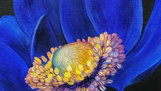 Blue Floral - Georgia O'Keeffe Inspired Acrylic Painting LIVE Tutorial