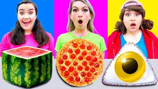 GEOMETRIC SHAPE FOOD CHALLENGE | LAST TO STOP EATING WINS | EATING ONLY ONE SHAPE BY SWEEDEE