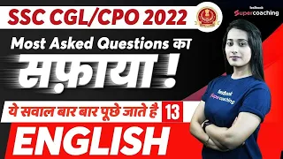 SSC CGL/CPO English Classes 2022 | English Most Asked Questions for SSC Exams - 13 | By Ananya Ma'am