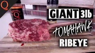 How to cook a GIANT Tomahawk Ribeye Steak Perfectly - Reverse Searing a WAGYU STEAK