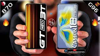 Realme GT NEO 3T VS Tecno Camon 18 Premier | Camera | Body | AnTuTu | Benchmark | Display Comparison