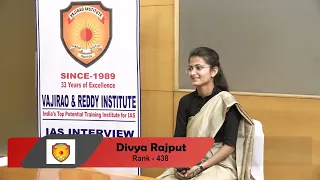 Divya Tanwar IAS Topper (Hindi Medium) Mock Interview 2022 | Vajirao & Reddy Institute