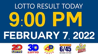 Lotto Results Today February 7 2022 9pm Ez2 Swertres 2D 3D 4D 6/45 6/55 PCSO