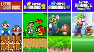 Evolution of Luigi Vs First Level in Super Mario Bros Games (1985-2024)