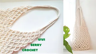 🧶Easy DIY Crochet Bag | Net Bag Crochet Tutorial | Let's go to the beach 😎 | ViVi Berry Crochet