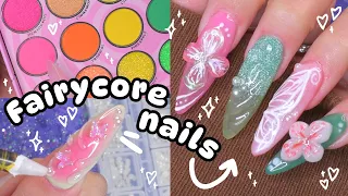 ₊˚🧚‍♀️Trying the Viral 3D Flower nails!🌷Fairycore Nail art 🫧˚₊