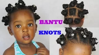 How To: Bantu Knots on Kids / Girls with Extensions -- neknatural