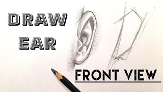 How to draw ear easy (Front View ) step by step  | Ear drawing for beginners tutorial Basic drawing