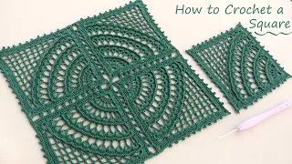 Ажурный КВАДРАТНЫЙ МОТИВ вязание крючком🌿Easy Crochet square motifs pattern for beginners🌿