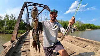 I FOUND The BIG ONES So LOADED Under this OLD BRIDGE!!! --(Catch, Clean & Cook!!!)