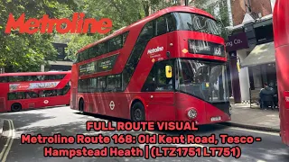 FULL ROUTE VISUAL | London Bus Route 168: Old Kent Road, Tesco - Hampstead Heath (LTZ1751 LT751)