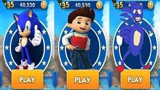 Sonic Dash vs Go Sanic Goo MEME vs Paw Patrol Ryder Run - All Characters Unlocked Android Gameplay