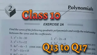 Class 10 Ex 2A Q13 TO Q17 Polynomials | RS Aggarwal | Chapter 2 2023 | CBSE | ICSE | Rajmith study