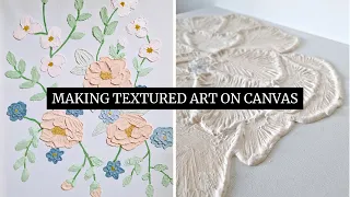 DIY TEXTURED PAINTING - Making TRENDY 3D wall art on canvas | Plaster of Paris