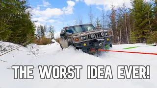 Florida man drives his Hummer H2 in deep snow!