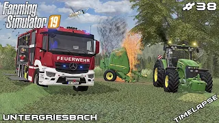 NEW baler caught on FIRE 🔥🚒 | Animals on Untergriesbach | Farming Simulator 19 | Episode 38