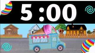 5 Minute Timer Countdown with Music lce Cream Truck & Rainbow!