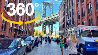 [4K 360°] NEW YORK CITY: DUMBO & BROOKLYN BRIDGE Walking Tour Spring 2022