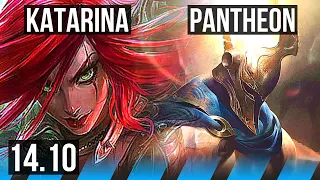 KATARINA vs PANTHEON (MID) | 7/0/2, 1000+ games, Godlike | KR Master | 14.10