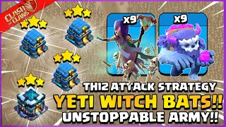 Th12 Yeti Witch Bats Attack Strategy 2023! | Best Th12 CWL War Attack Strategy - Clash of Clans