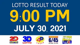 Lotto Results Today July 30 2021 9pm Ez2 Swertres 2D 3D 4D 6/45 6/58 PCSO